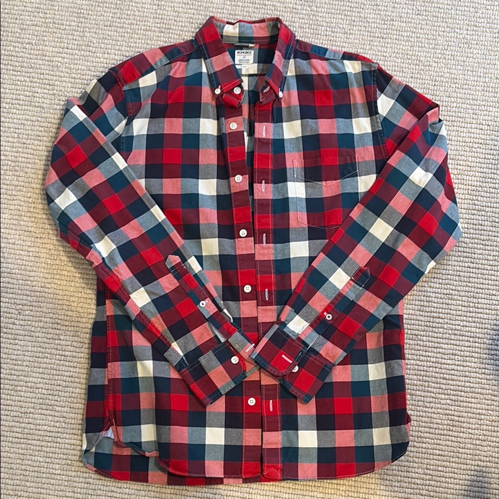 Men's Red and Blue Plaid Shirt